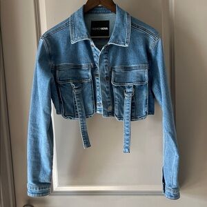 Cropped cargo jean jacket